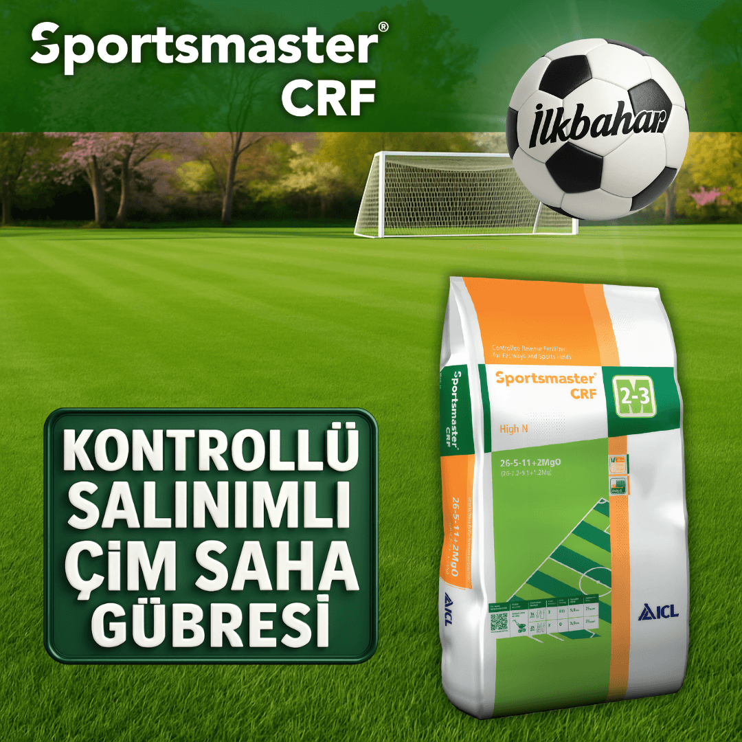 Sportsmaster CRF High N Çim Gübresi | 26-5-11+2MgO+TE | Kontrollü Salınım | 2-3 Ay Etkili | 25 KG