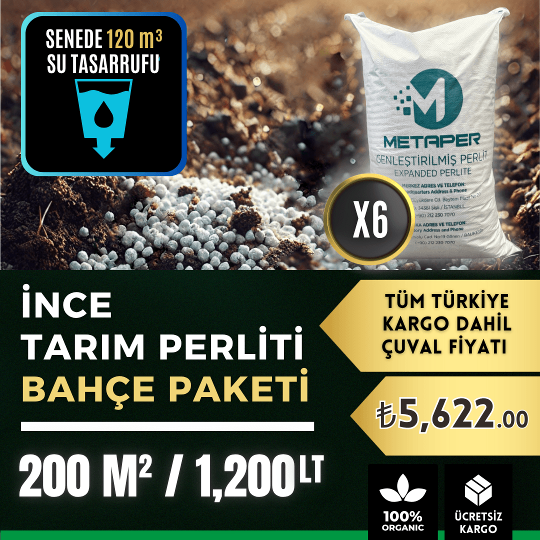 İnce Tarım Perliti Bahçe Paketi – 200 m² / 1.200 Litre (6 Çuval)