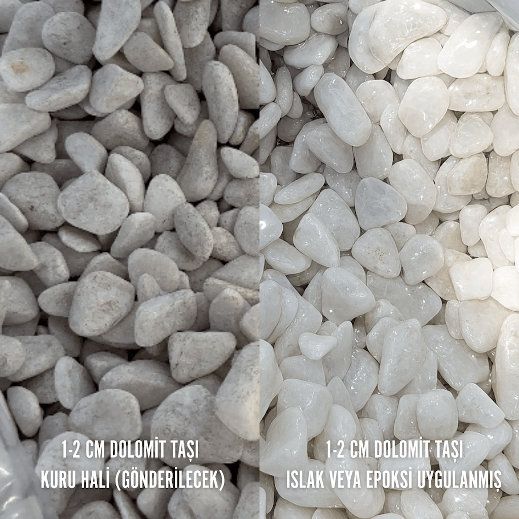 1–2 cm Beyaz Dolomit Taşı | 35 Litre (20 kg) – İstanbul Nakliye Dahil