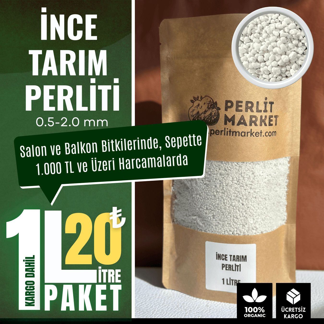 İnce Tarım Perliti 0.5-2.0mm (1 Litre)