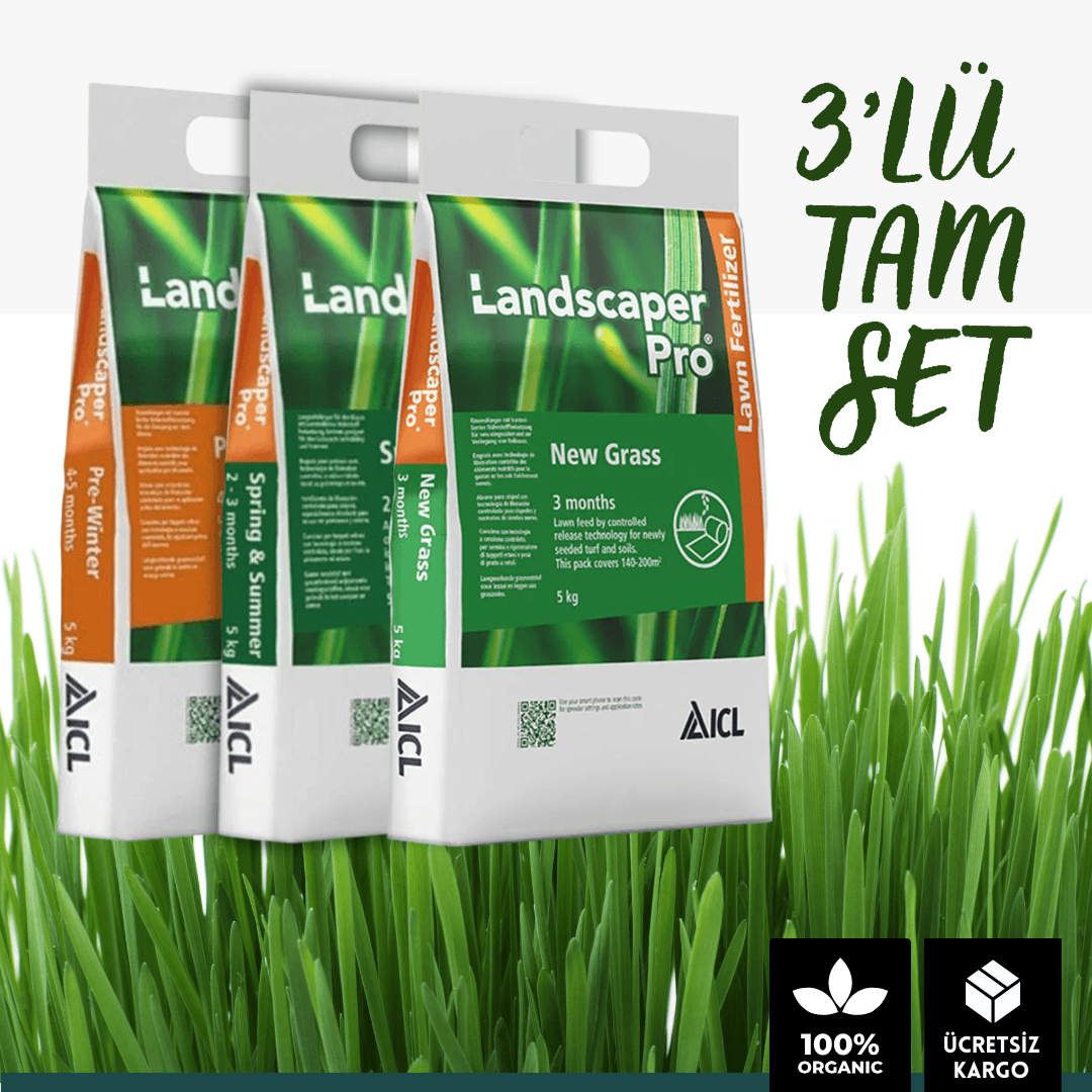 ICL Landscaper Pro Tam Set Çim Gübresi – İlk Adım, İlkbahar & Yaz, Sonbahar Bakım Paketi