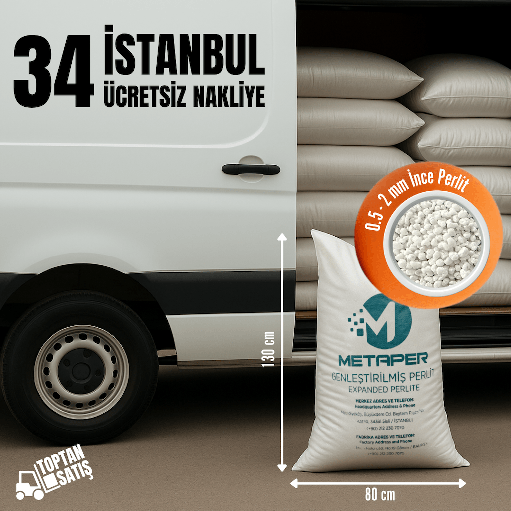 Tarım ve İnşaat Perliti 0.5–2 mm (İnce) | 200 Litre Çuval – İstanbul Nakliye Dahil