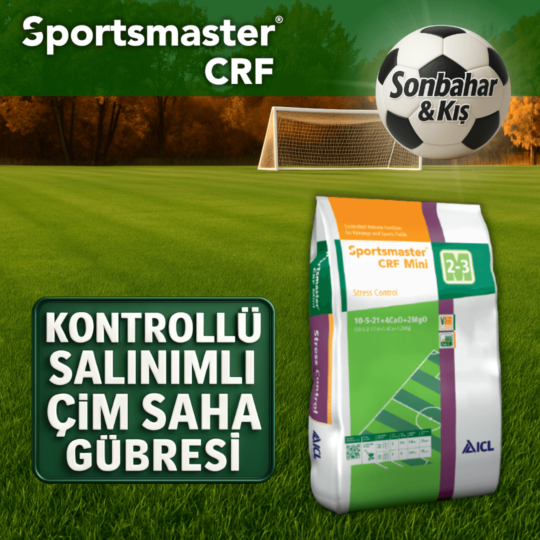 Sportsmaster CRF Mini Stress Control Çim Gübresi | 10-5-21+4CaO+2MgO | Kontrollü Salınım | 2-3 Ay Etkili | 25 KG