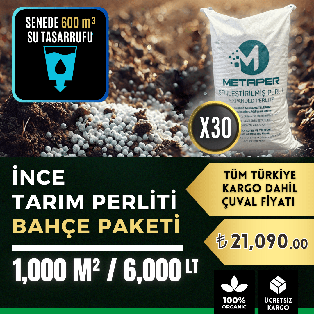 İnce Tarım Perliti Bahçe Paketi – 1.000 m² / 6.000 Litre (30 Çuval)