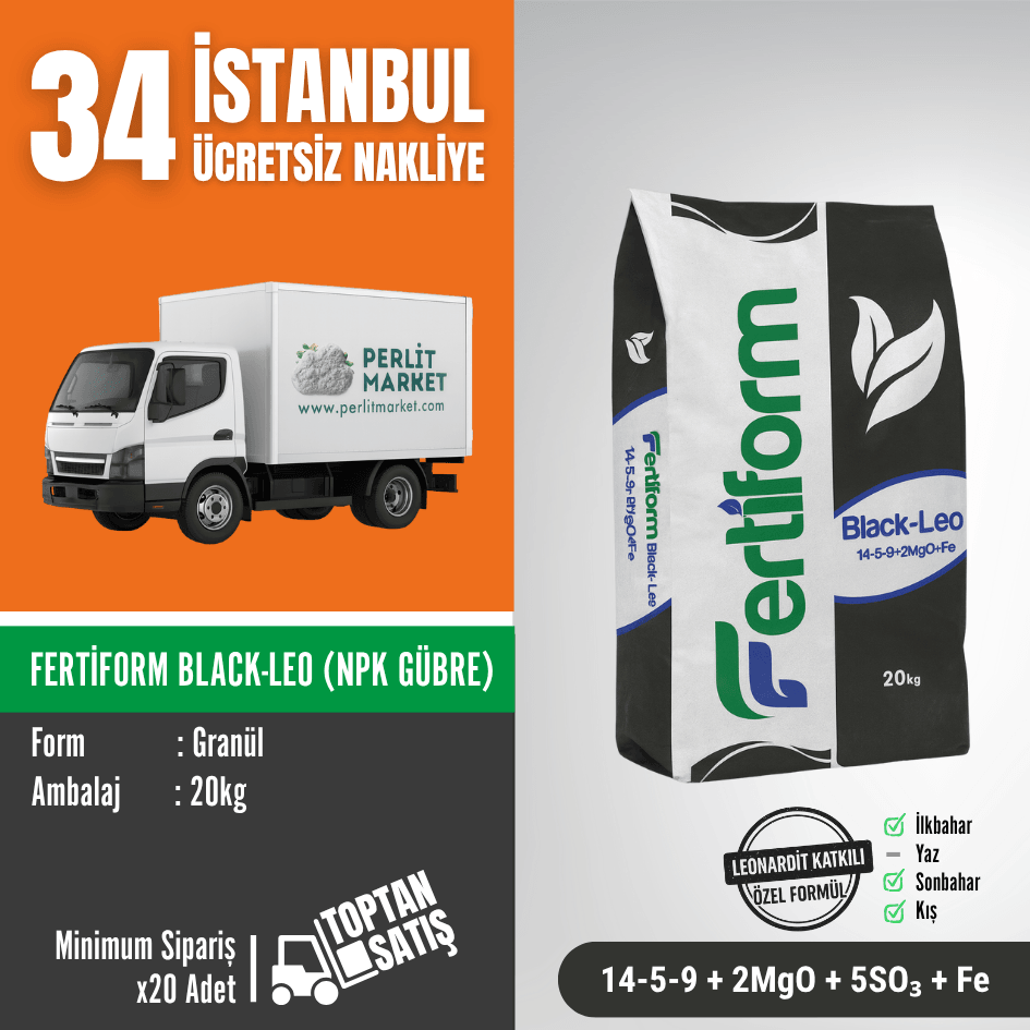 Fertiform Black-Leo 14-5-9 + 2MgO + 5SO₃ + Fe | 20 kg – İstanbul Nakliye Dahil