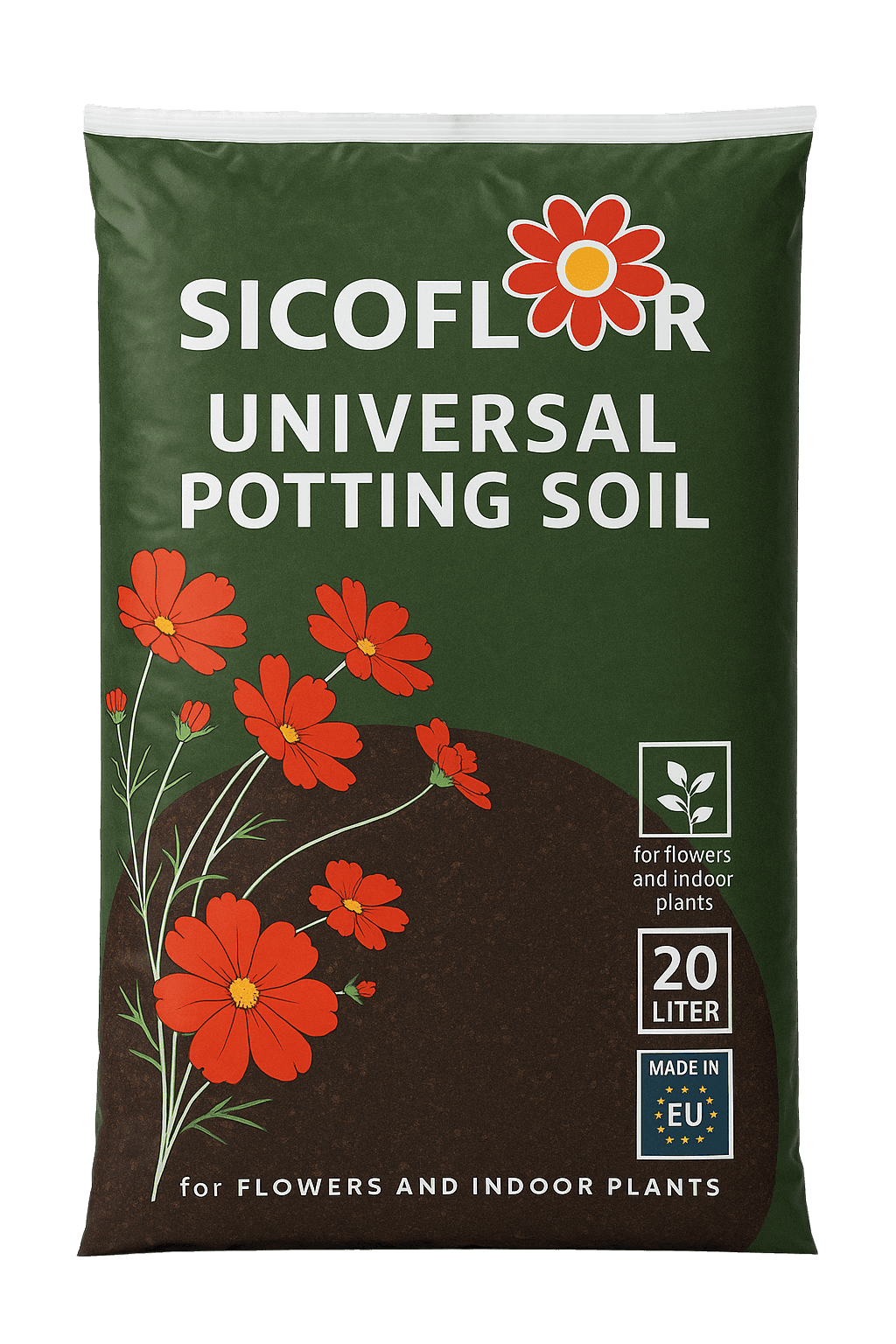 SICOFLOR Universal Saksı Toprağı | 20 Litre | Çiçekler ve İç Mekan Bitkileri İçin | Made in EU