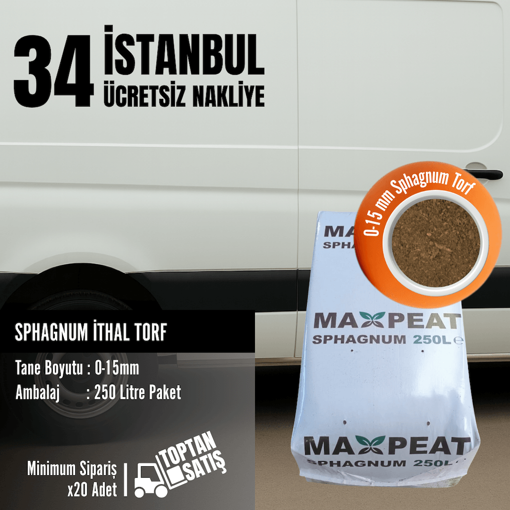 Sphagnum ithal Torf (0-15mm) | 250 Litre – İstanbul Nakliye Dahil