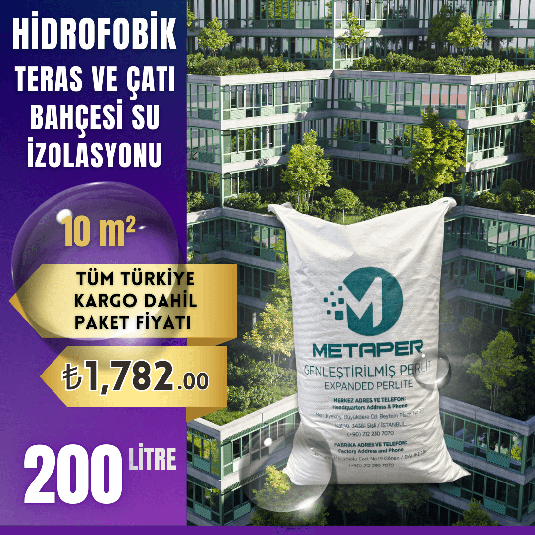 Hidrofobik Perlit | Teras ve Çatı Bahçesi Su İzolasyonu (10 m²)