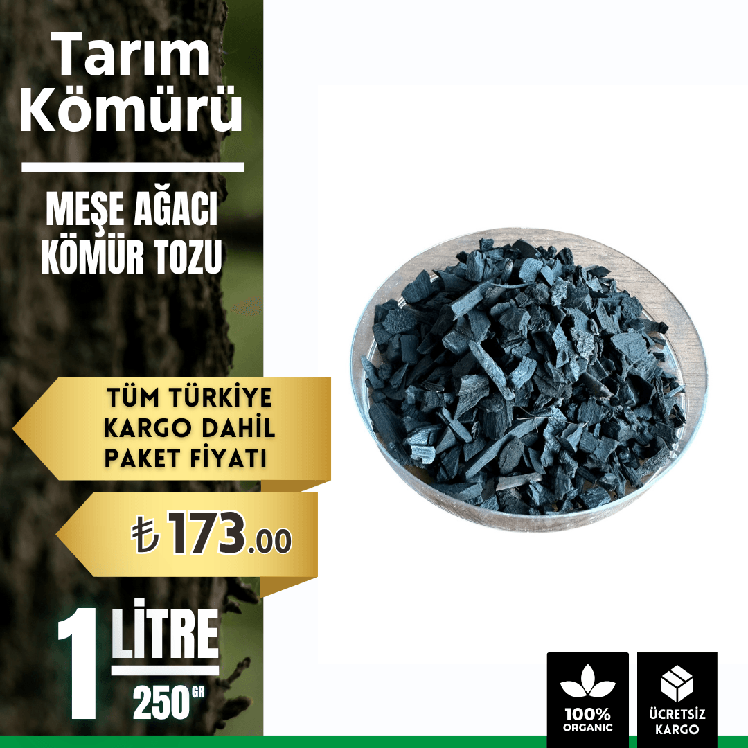 Tarım Kömürü – Meşe Ağacı Kömür Tozu (1 Litre / 250 gr)