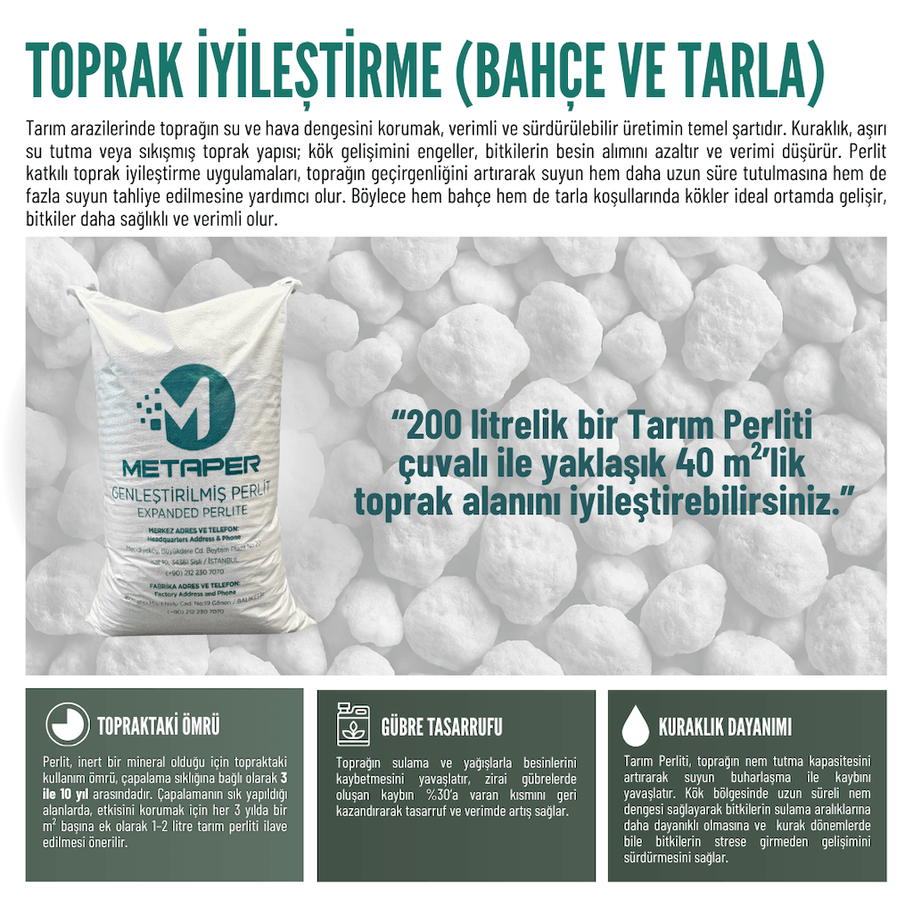 Tarım ve İnşaat Perliti 0.5–2 mm (İnce) | 200 Litre Çuval – İstanbul Nakliye Dahil