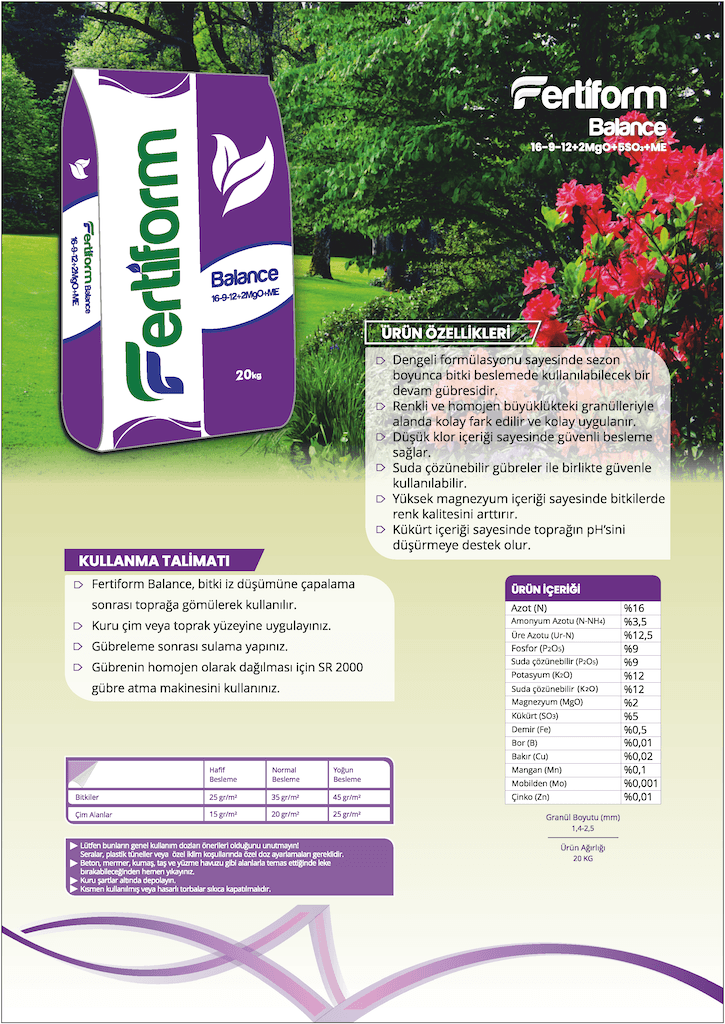 Fertiform Balance 16-9-12 + 2MgO + 5SO₃ + ME | 20 kg – İstanbul Nakliye Dahil