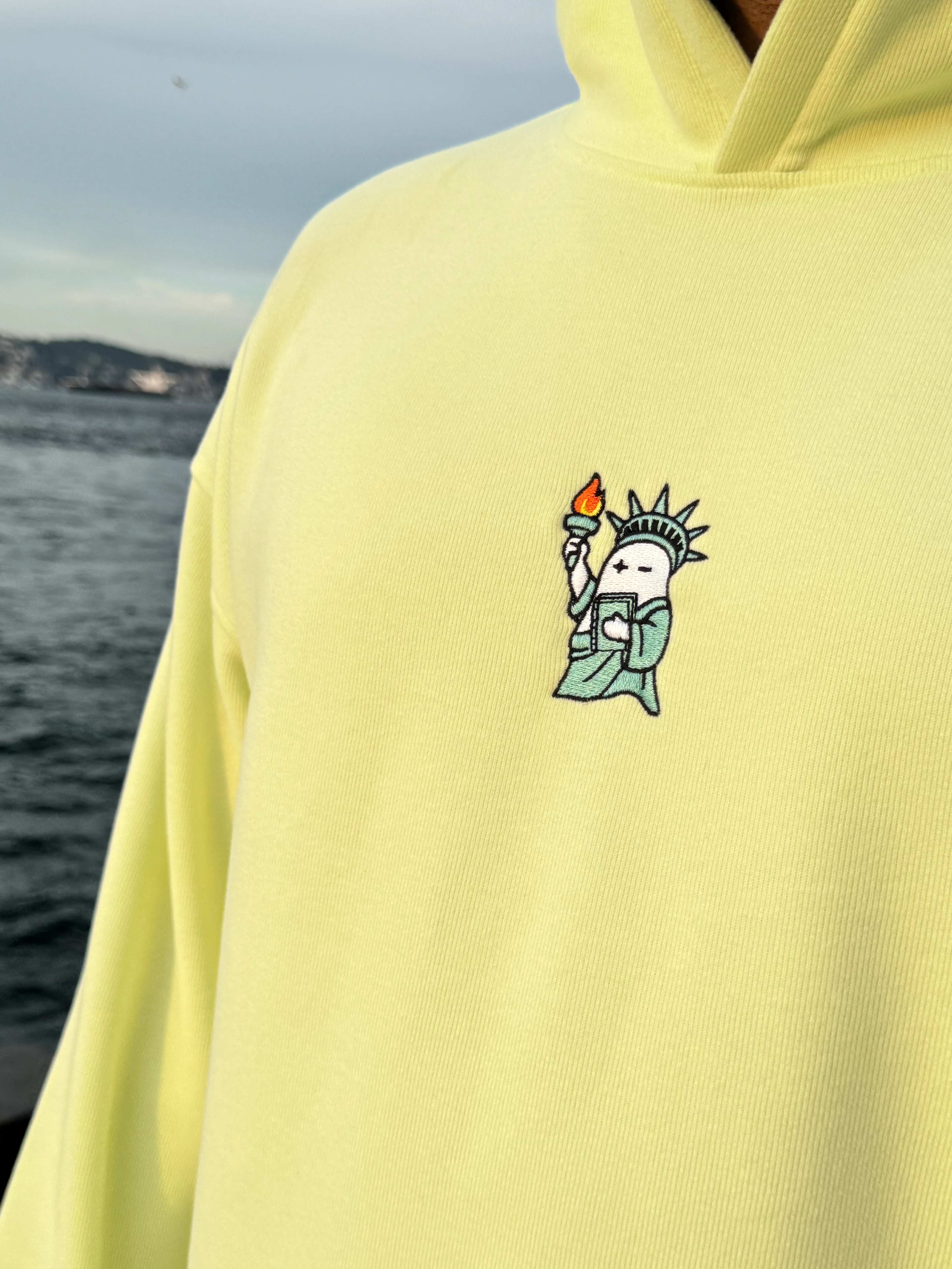 New York Heykeli - Misket Yeşili Hoodie