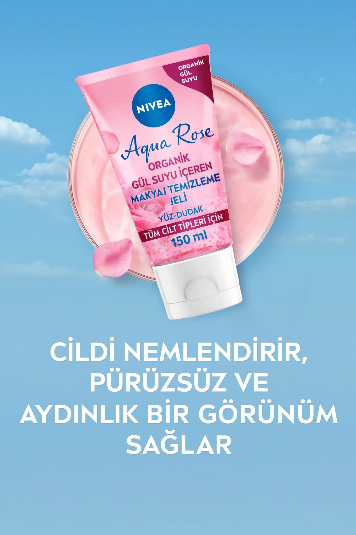 NIVEA AQUA ROSE ORGANİK GÜL SUYU İÇEREN MAKYAJ TEMİZLEME JELİ
