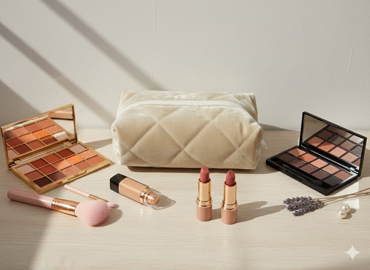 AURA Kadife Makyaj Çantası