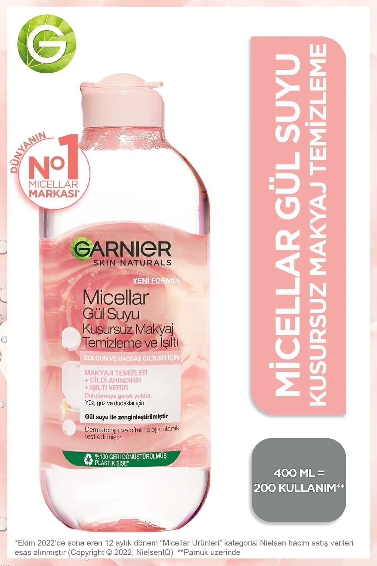 GARNIER MİCELLAR GÜL SUYU KUSURSUZ MAKYAJ TEMİZLEME SUYU