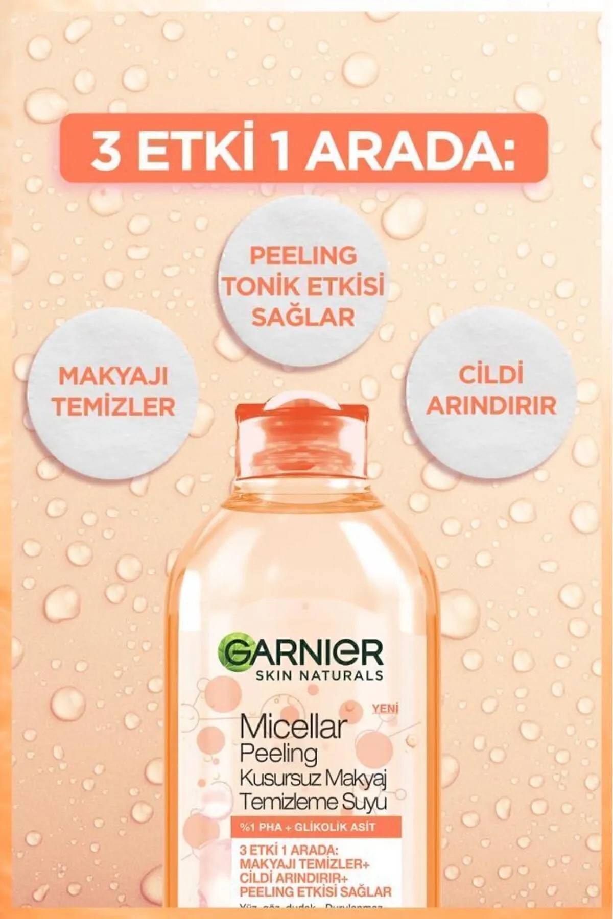 GARNIER MİCELLAR PEELİNG KUSURSUZ MAKYAJ TEMİZLEME SUYU