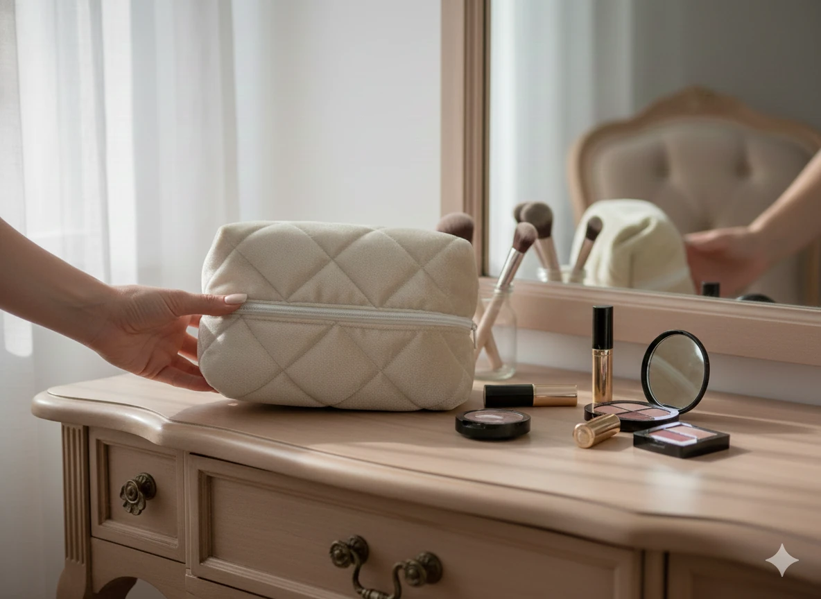 AURA Kadife Makyaj Çantası