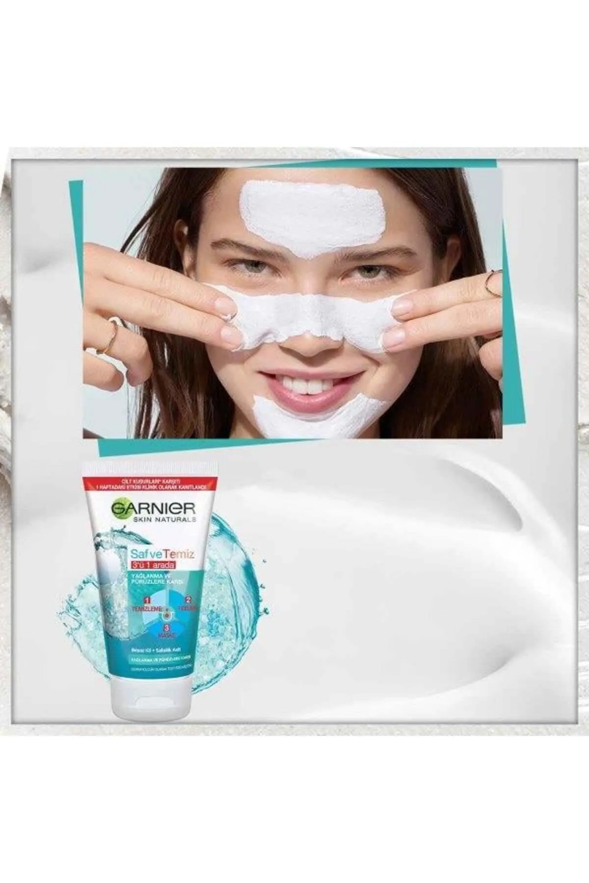 GARNIER SAF TEMİZ 3Ü1 ARADA TEMİZLEME PEELİNG MASKE