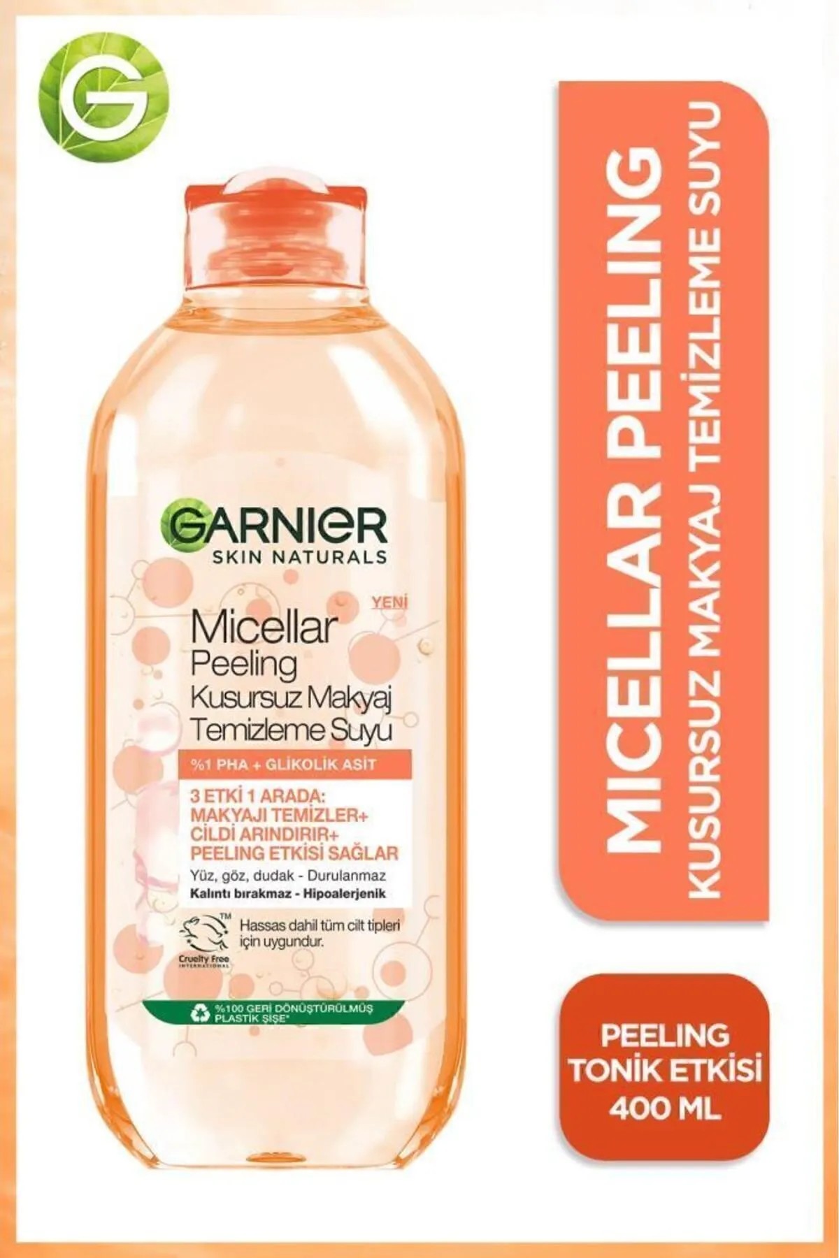 GARNIER MİCELLAR PEELİNG KUSURSUZ MAKYAJ TEMİZLEME SUYU