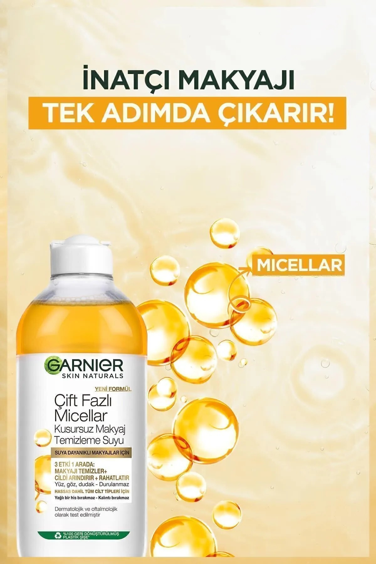 GARNIER CİFT FAZLI MİCCELLAR MAKYAJ TEMİZLEME SUYU