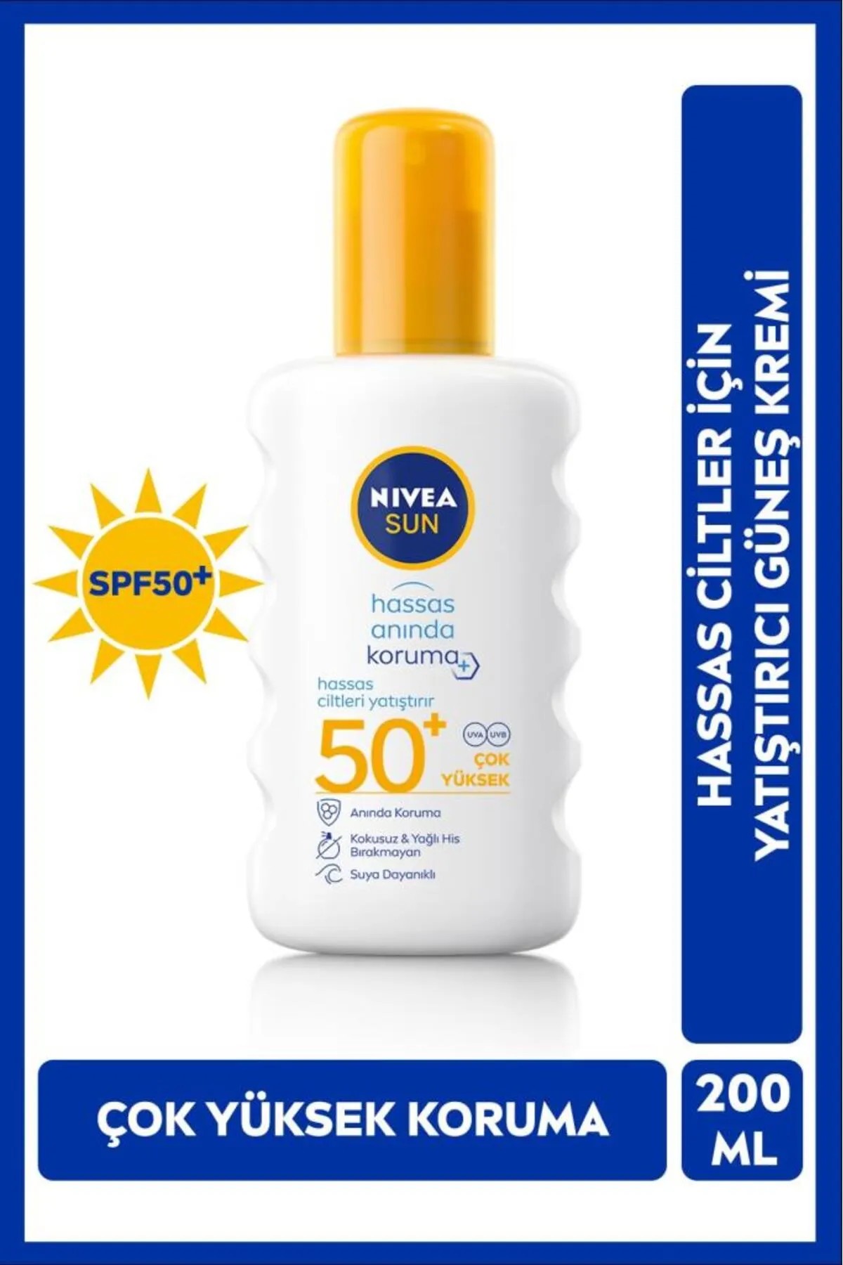 nivea sun hassan anında koruma hassas ciltleri yatıştırır 50+ güneş kremi