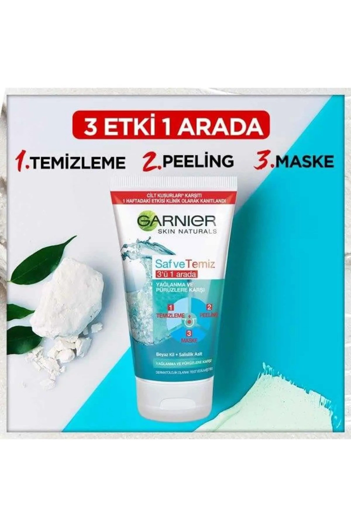 GARNIER SAF TEMİZ 3Ü1 ARADA TEMİZLEME PEELİNG MASKE