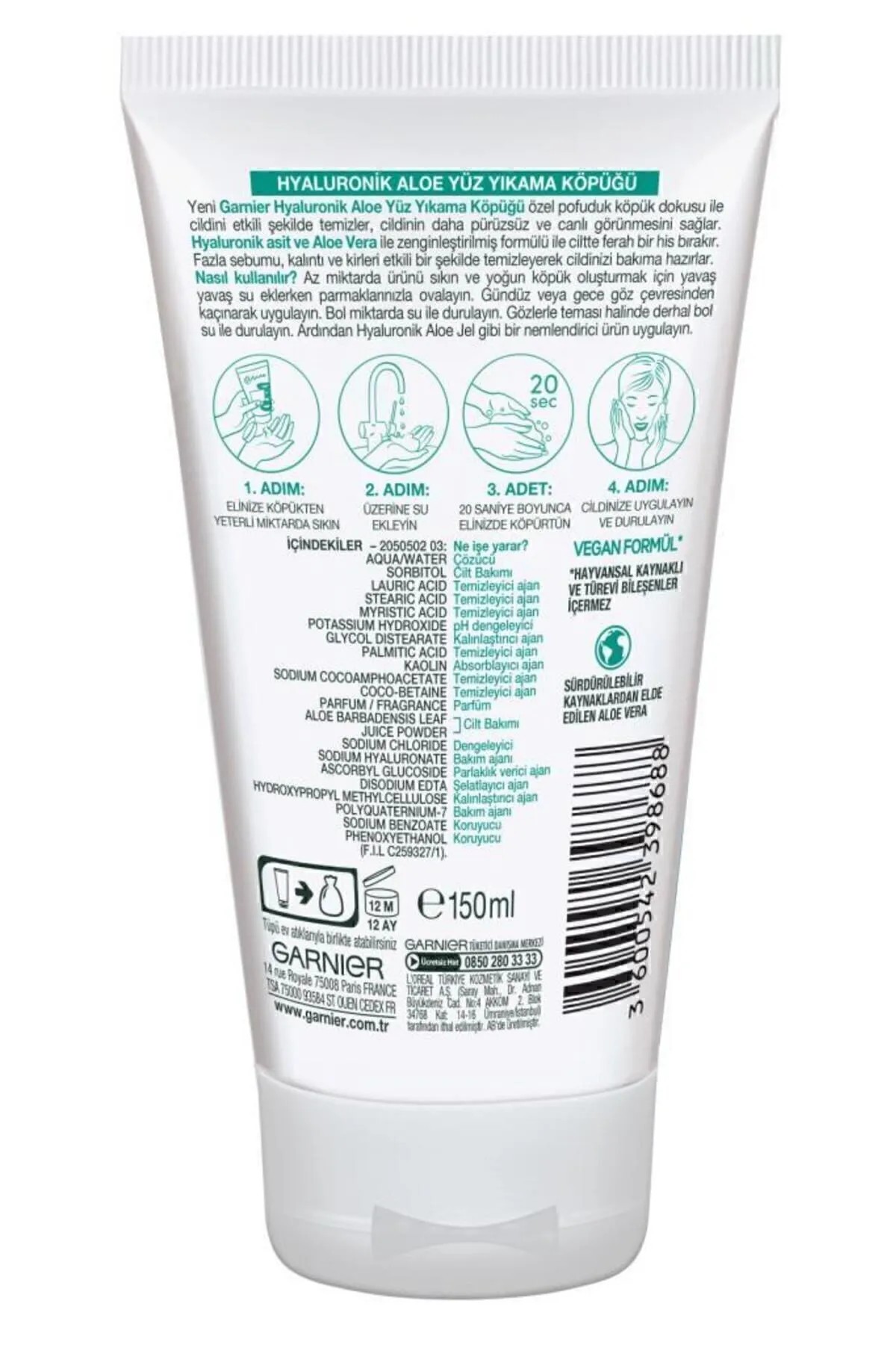 GARNIER HYALURONİK ALOE YÜZ YIKAMA KÖPÜĞÜ