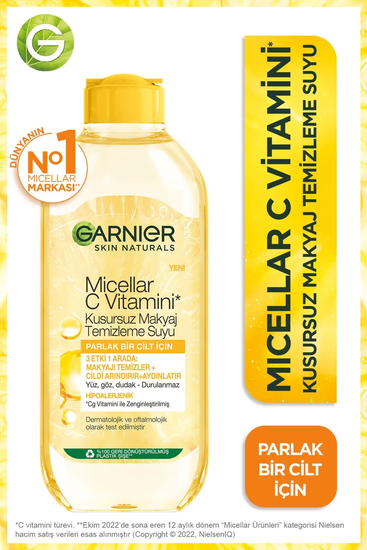 GARNIER MİCCELLAR C VİTAMİNİ KUSURSUZ MAKYAJ TEMİZLEME SUYU