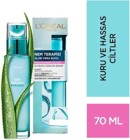 LOREAL PARİS NEM TERAPİSİ ALOE VERA SUYU  KURU VE HASSAS CİLTLER SU BAZLI  GÜNLÜK BAKIM