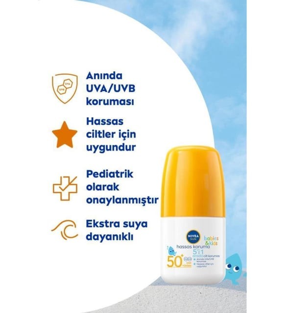 NİVEA BABİES KİDS HASSAS KORUMA 50+ ROOL ON GÜNEŞ KREMİ