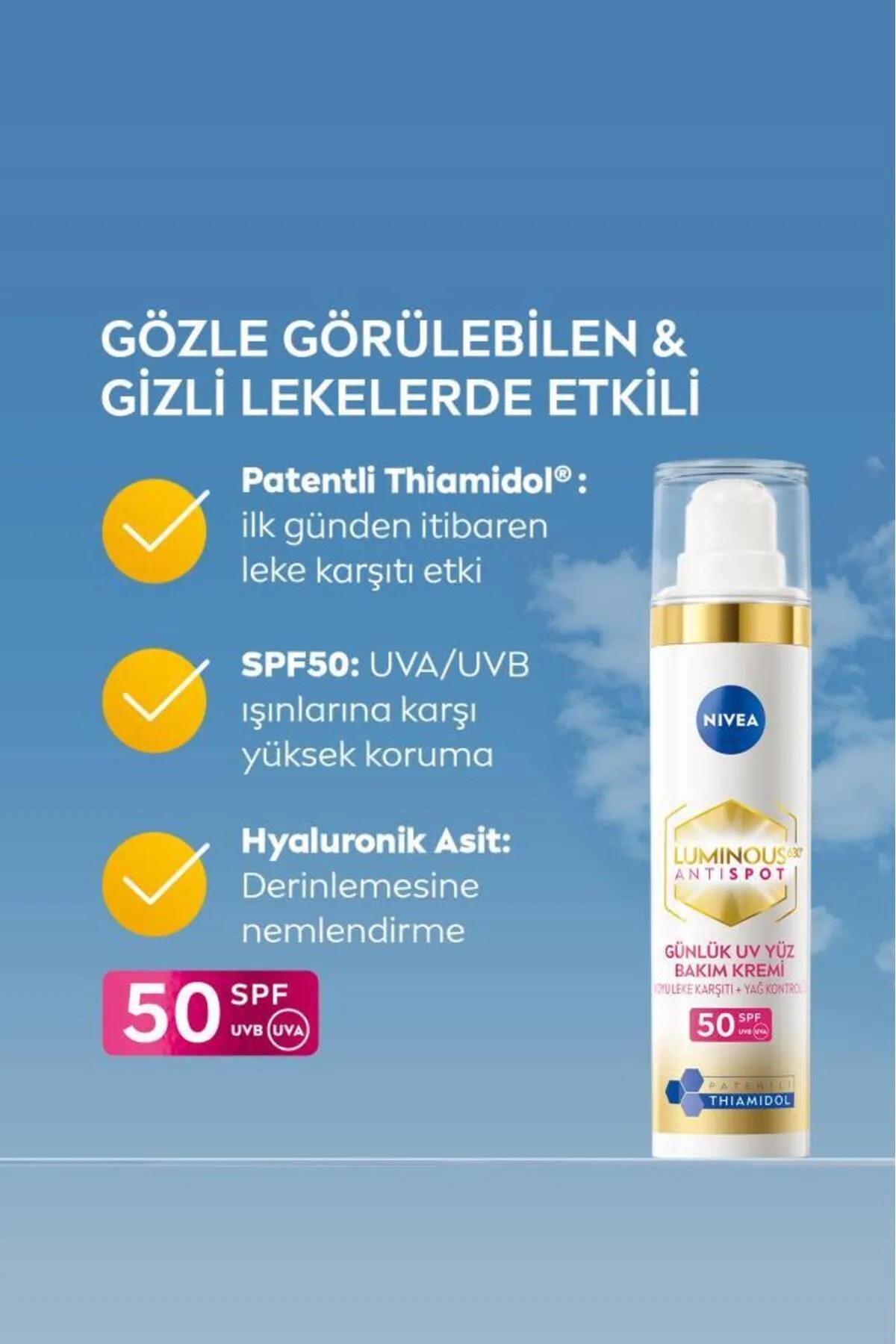 NIVEA CELLULAR LUMINOUS 630 ANTISPOT LEKE KARŞITI GÜNDÜZ BAKIM KREMİ SPF 50 40 ML