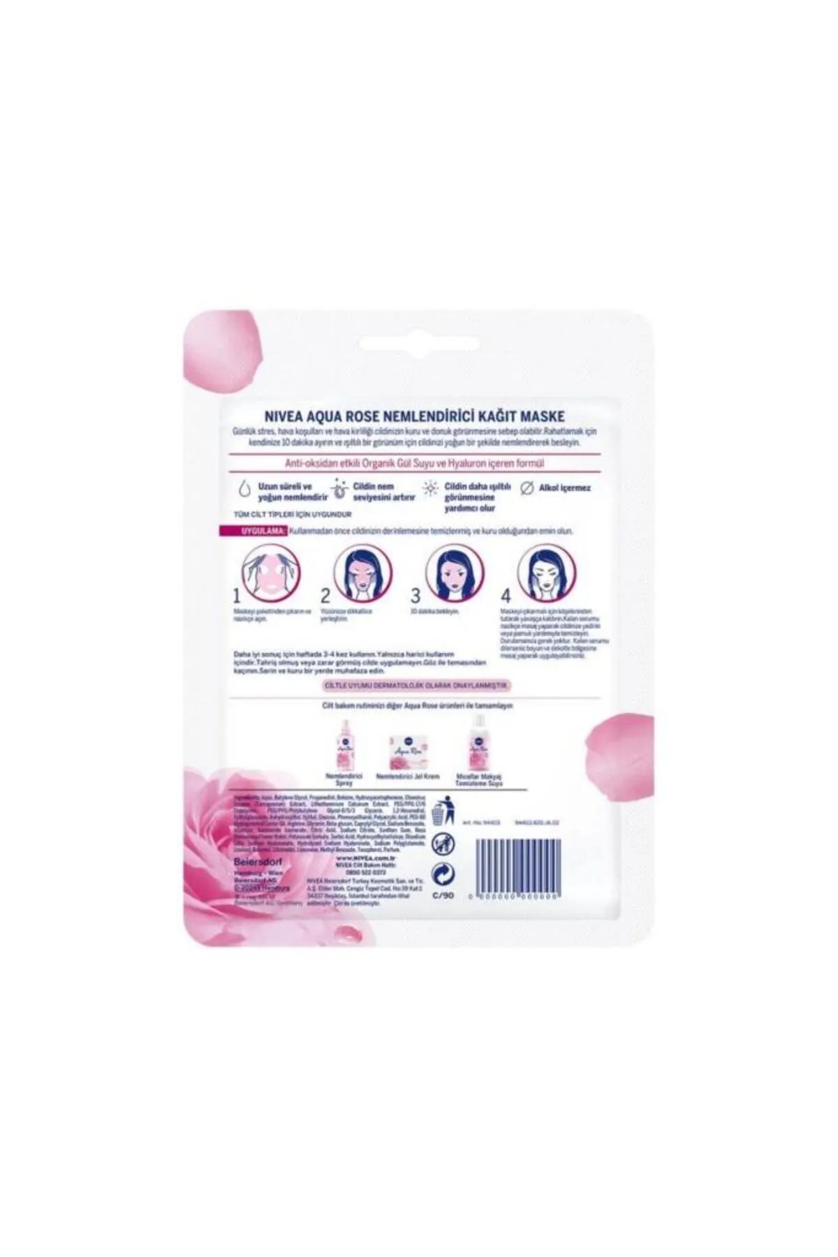 NIVEA AQUA ROSE NEMLENDİRİCİ KAĞIT MASKE