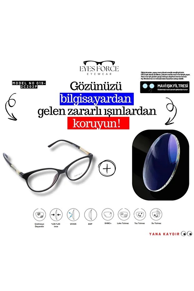 Bluecat Mavi Işık Korumalı Gözlük Gözlük 3852-O