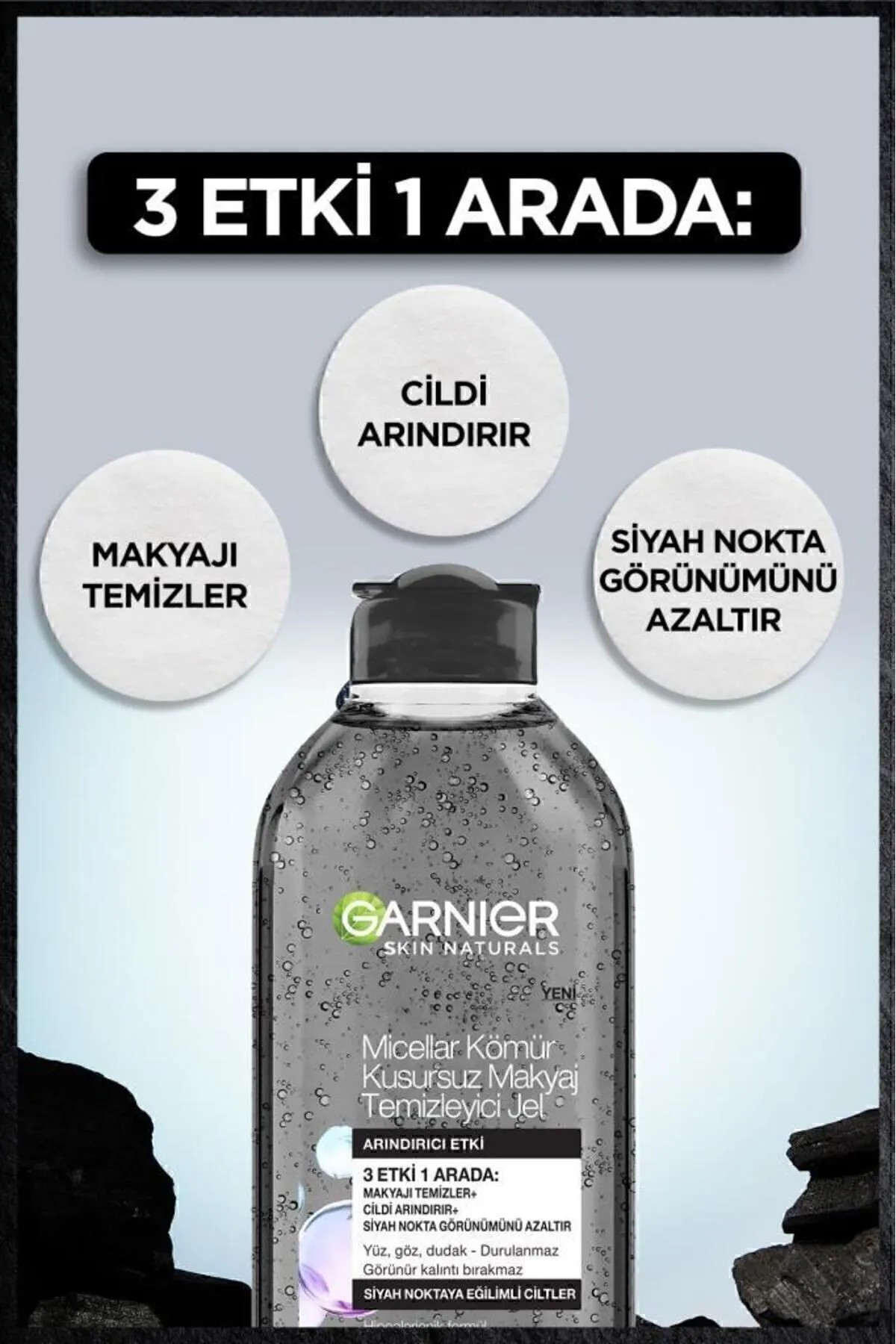 GARNIER MİCELLAR KÖMÜR MAKYAJ TEMİZLEME JELİ