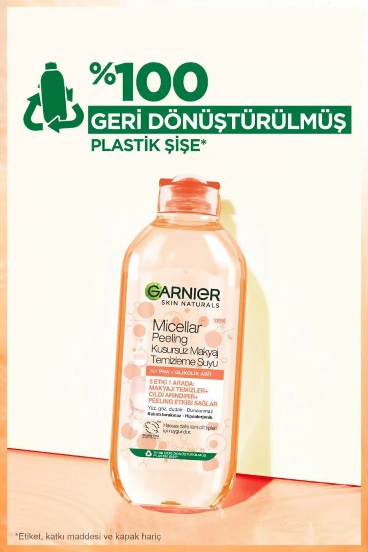 GARNIER MİCELLAR PEELİNG KUSURSUZ MAKYAJ TEMİZLEME SUYU
