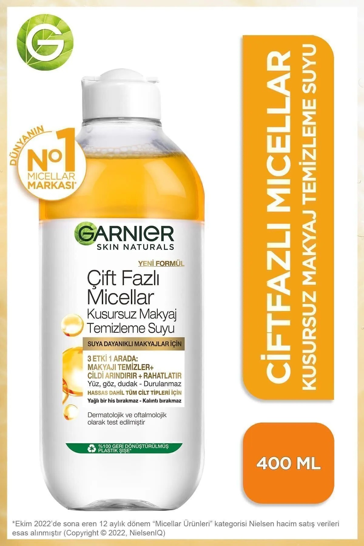 GARNIER CİFT FAZLI MİCCELLAR MAKYAJ TEMİZLEME SUYU