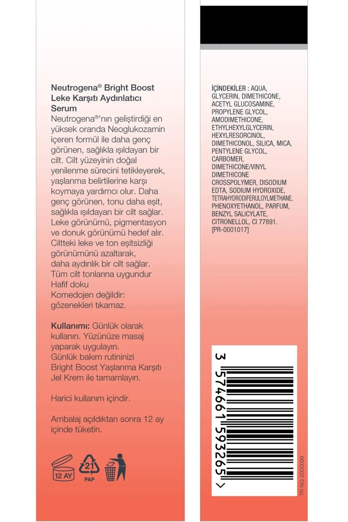 NEUTROGENA BRİGHT BOOST LEKE KARŞITI AYDINLATICI SERUM