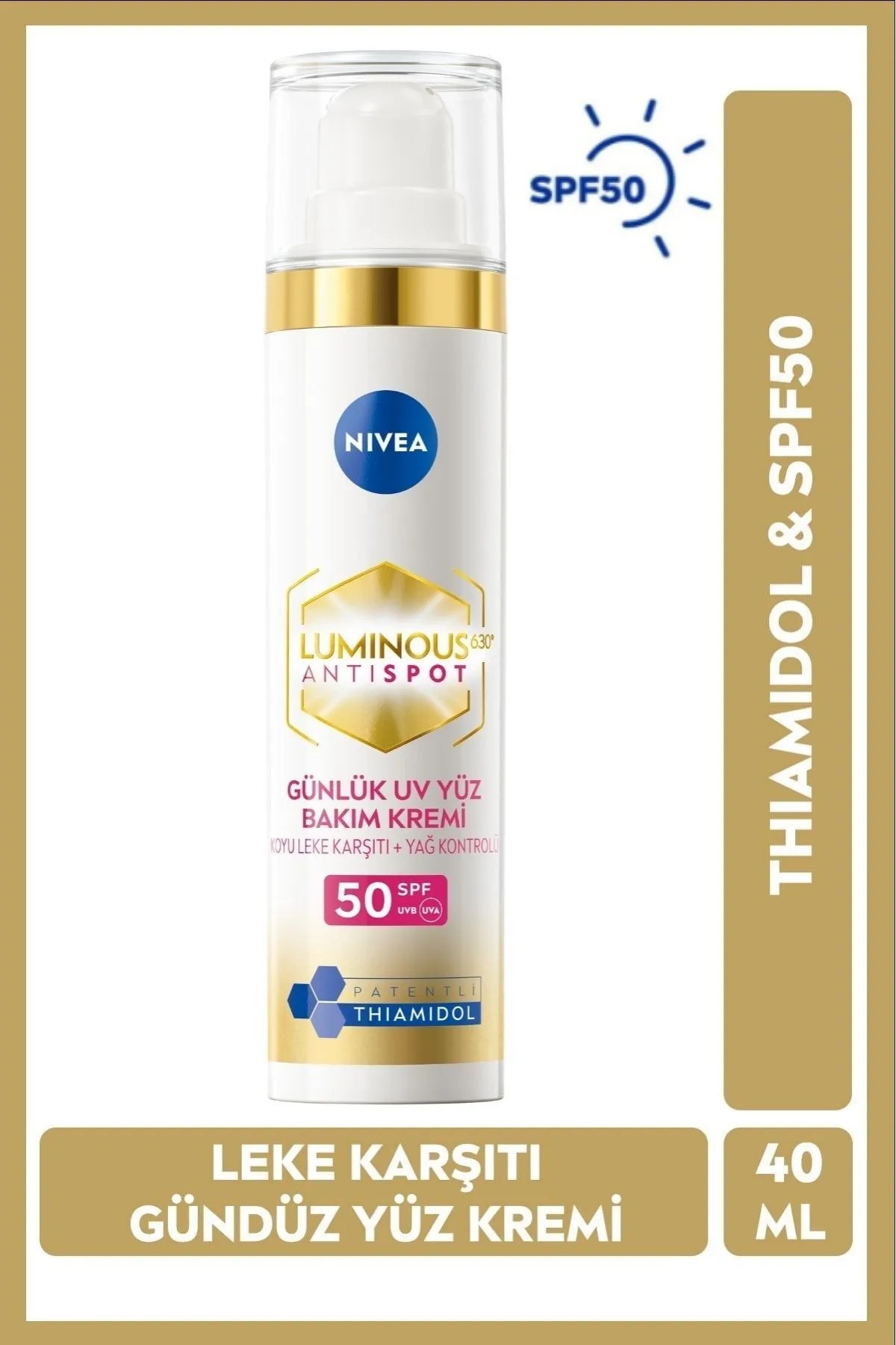NIVEA CELLULAR LUMINOUS 630 ANTISPOT LEKE KARŞITI GÜNDÜZ BAKIM KREMİ SPF 50 40 ML