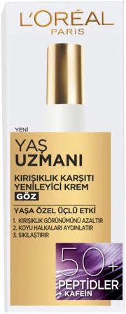 LOREAL PARİS YAŞ UZMANI KIRIŞIKLIK KARŞITI YENİLEYİCİ KREM GÖZ 50+