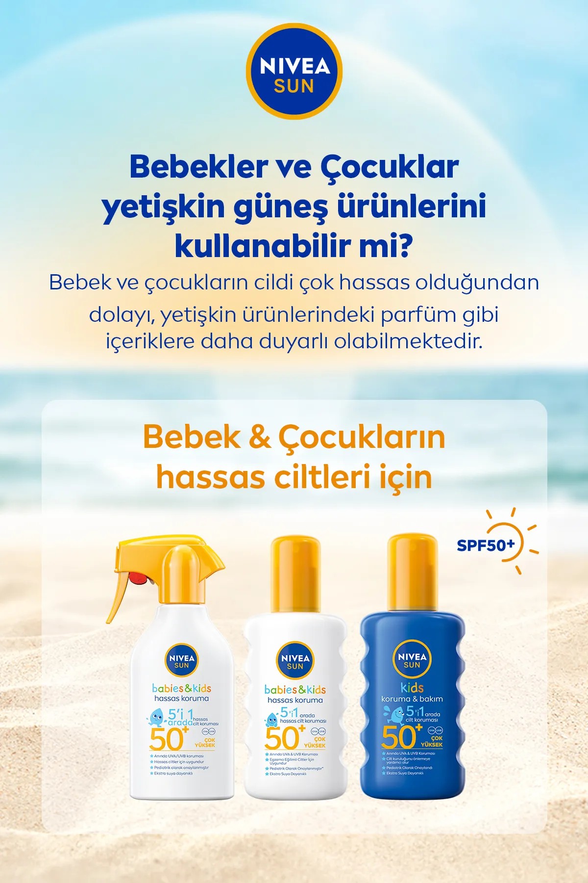 nivea babies kids hassas koruma 5 i 1 arada 50+ güneş kremi