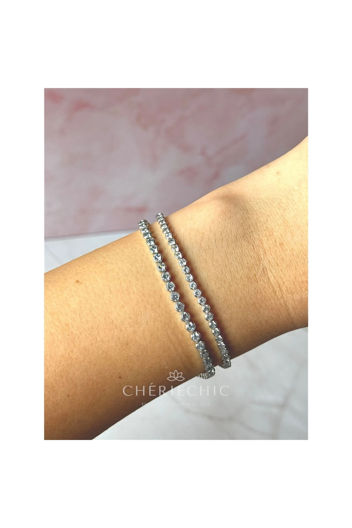 İnce Yuvarlak Kesim Full Zirkon Taşlı Su Yolu Bileklik