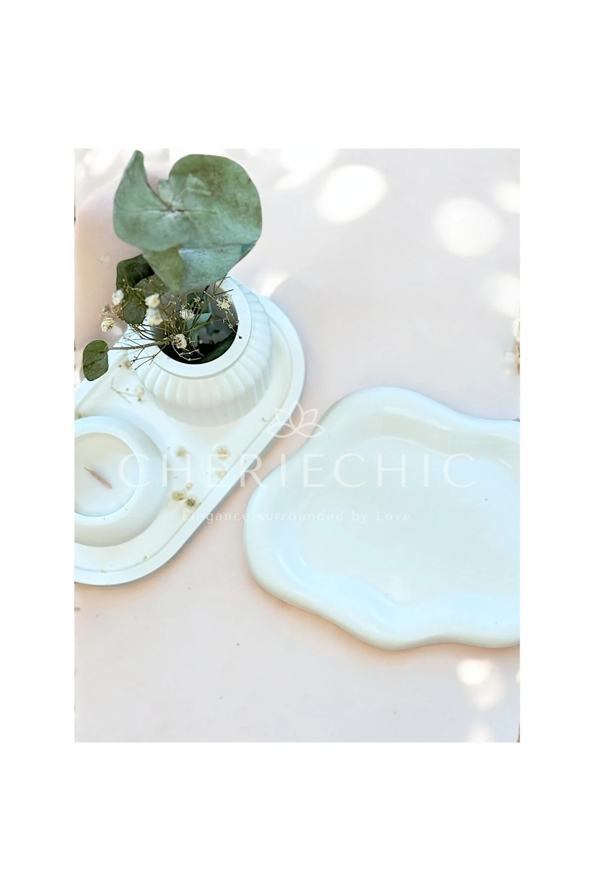 Küçük Düz Kapaklı Vazo Dekor Obje | Takı Kutusu | Beyaz