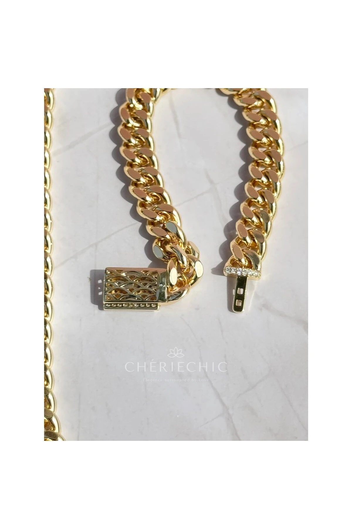 Swarowski Full Zirkon Taş Kemerli Kalın Zincir Bileklik & Kolye Set