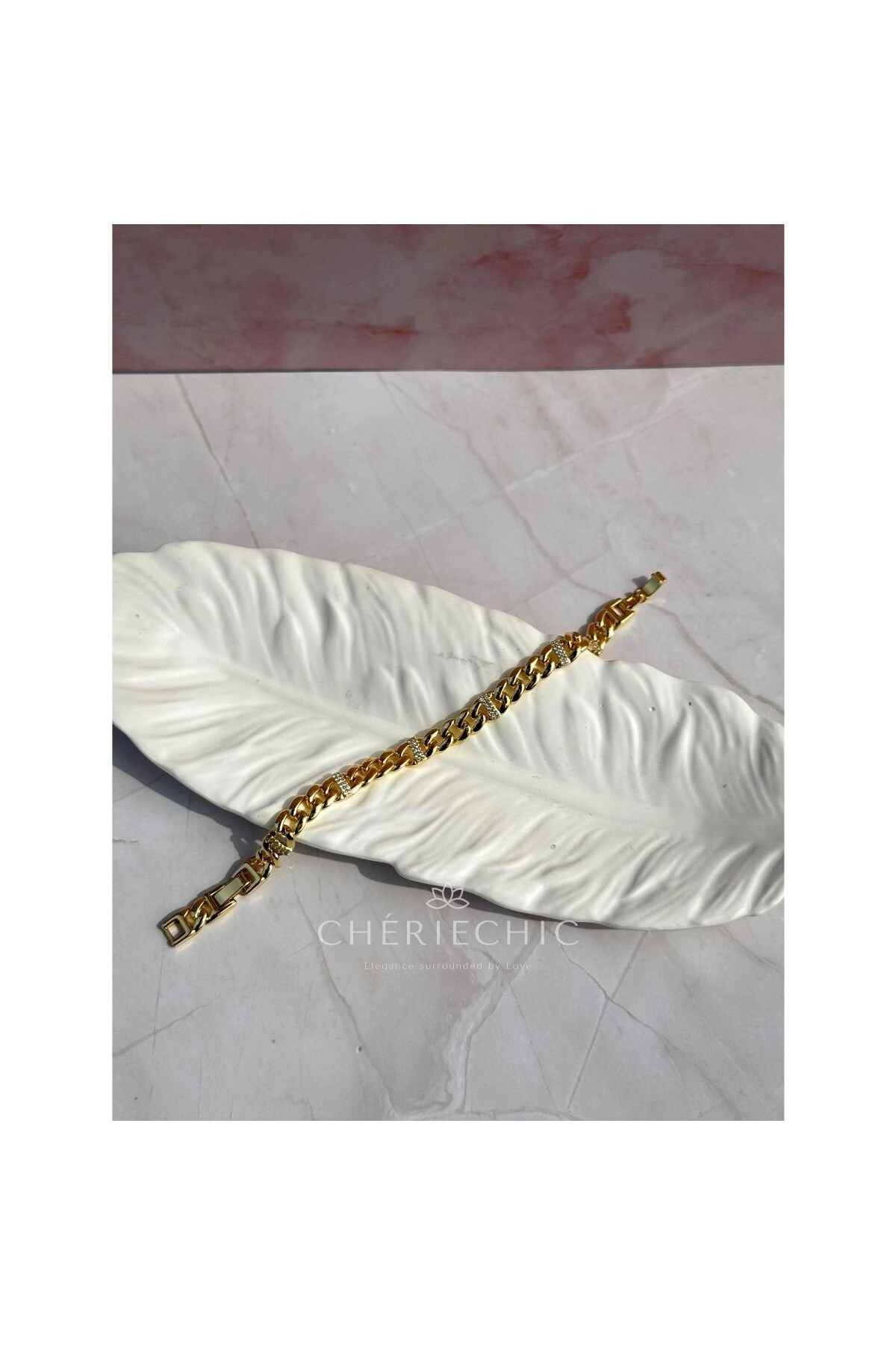 Şerit Zirkon Taşlı Klasik Zincir Model Bileklik