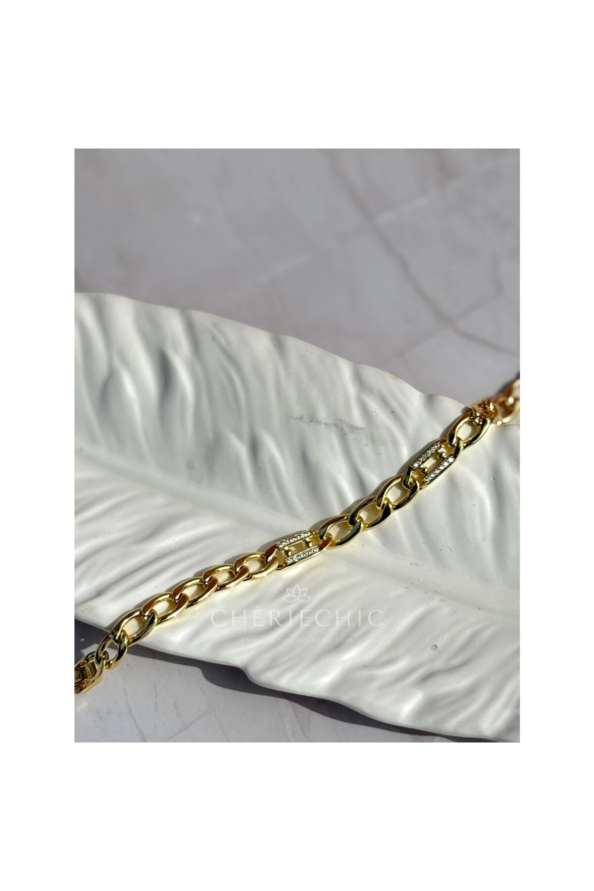 H Model Zirkon Taşlı İnce Zincir Bileklik