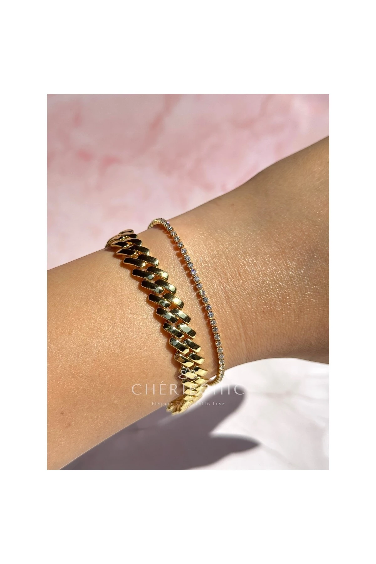 14 Ayar Altından Farksız Ağır ve Kalın Hasır Zincir Bileklik