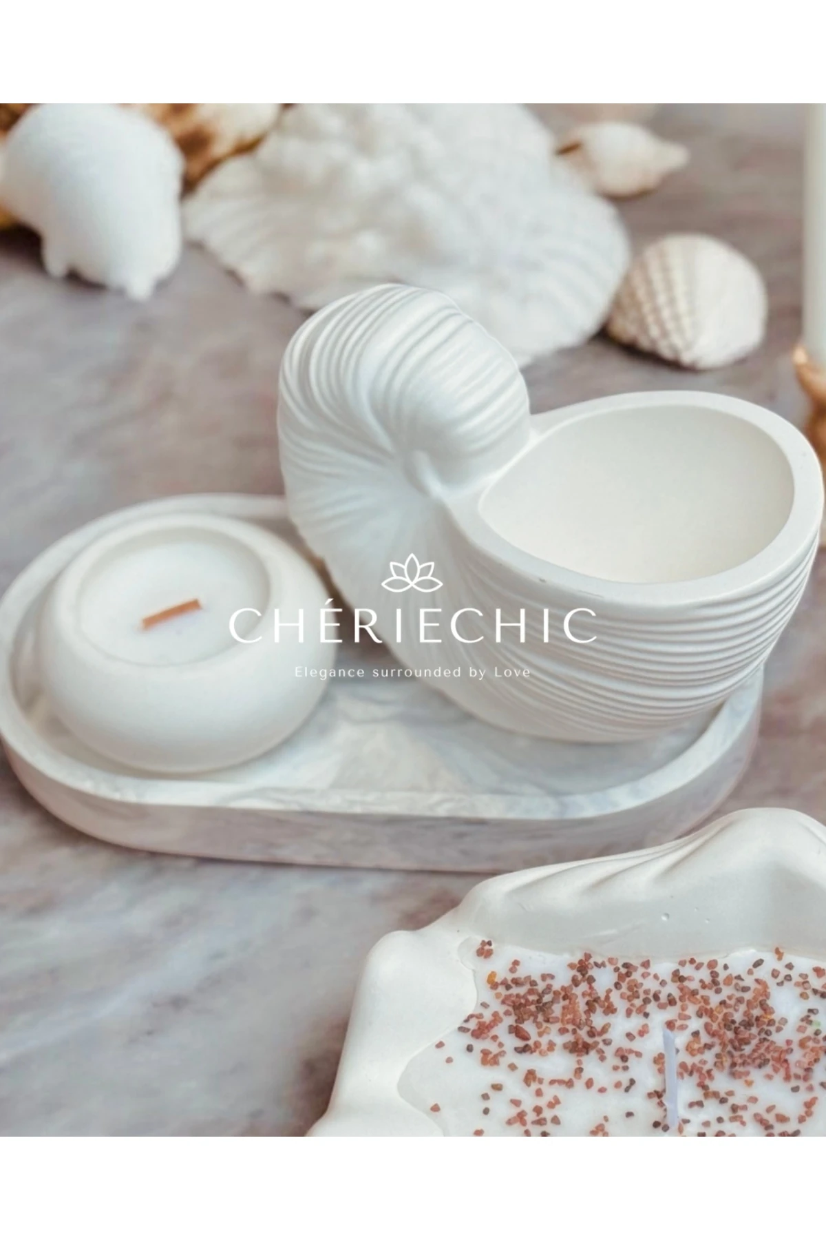 Deniz'in Kalbi Deniz Kabuğu %100 Soya Wax Mum 4 Parça Set