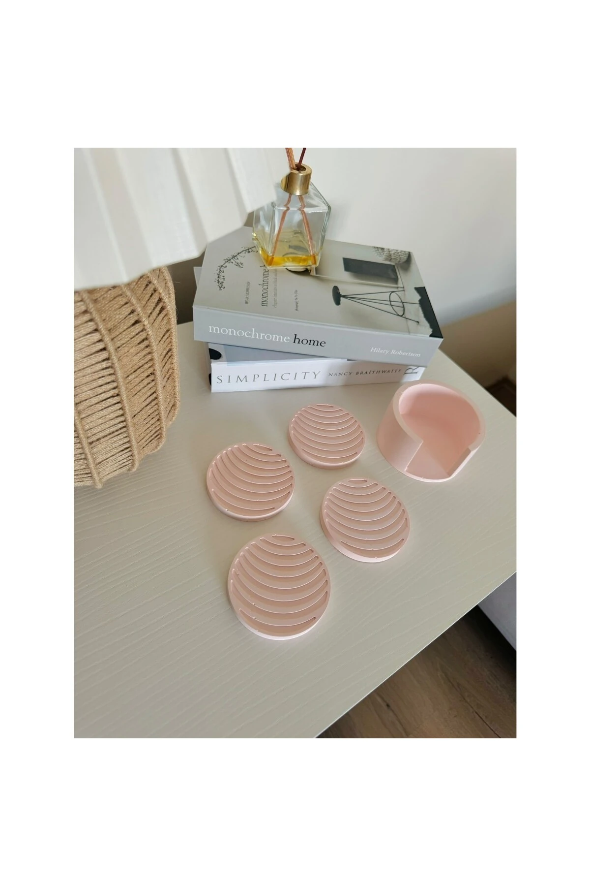 Yuvarlak Bohem Bardak Altlığı Set | Pastel Pembe