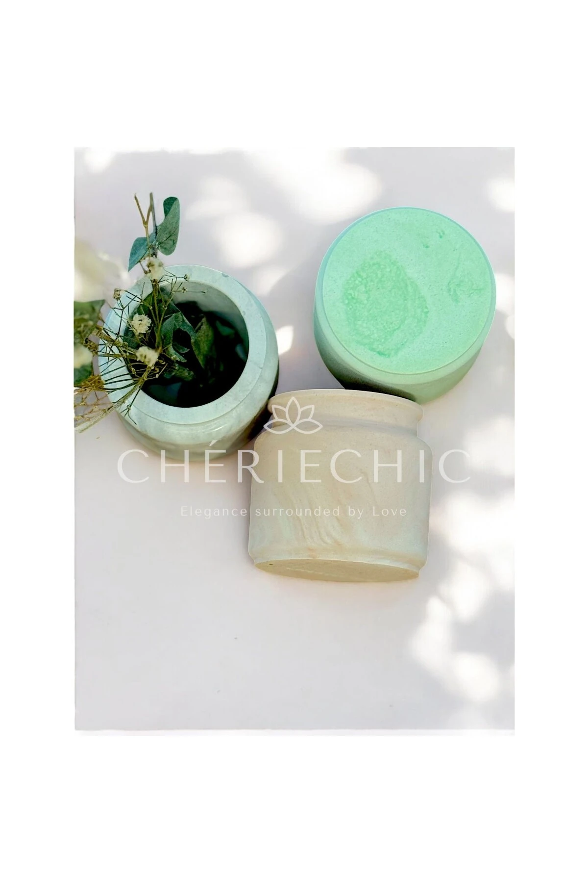 Küçük Düz Kapaklı Vazo Dekor Obje | Takı Kutusu | Mermer (Gri)