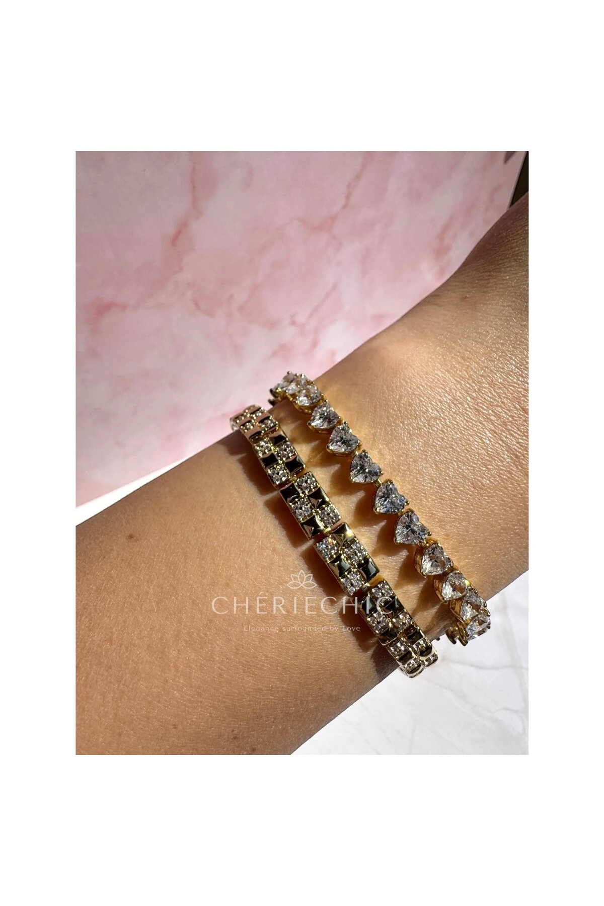 Full Kalp Kristal Zirkon Taşlı Zarif Bileklik